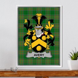 Irish Avery Coat of Arms Family Crest Ireland Framed Canvas Print Irish National Tartan