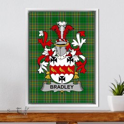 Irish Bradley Coat of Arms Family Crest Ireland Framed Canvas Print Irish National Tartan