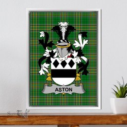 Irish Aston Coat of Arms Family Crest Ireland Framed Canvas Print Irish National Tartan