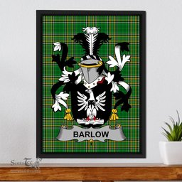 Irish Barlow Coat of Arms Family Crest Ireland Framed Canvas Print Irish National Tartan