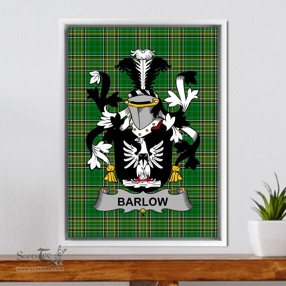 Irish Barlow Coat of Arms Family Crest Ireland Framed Canvas Print Irish National Tartan