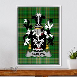 Irish Barlow Coat of Arms Family Crest Ireland Framed Canvas Print Irish National Tartan