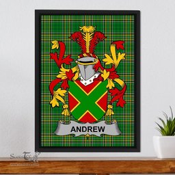 Irish Andrew Coat of Arms Family Crest Ireland Framed Canvas Print Irish National Tartan