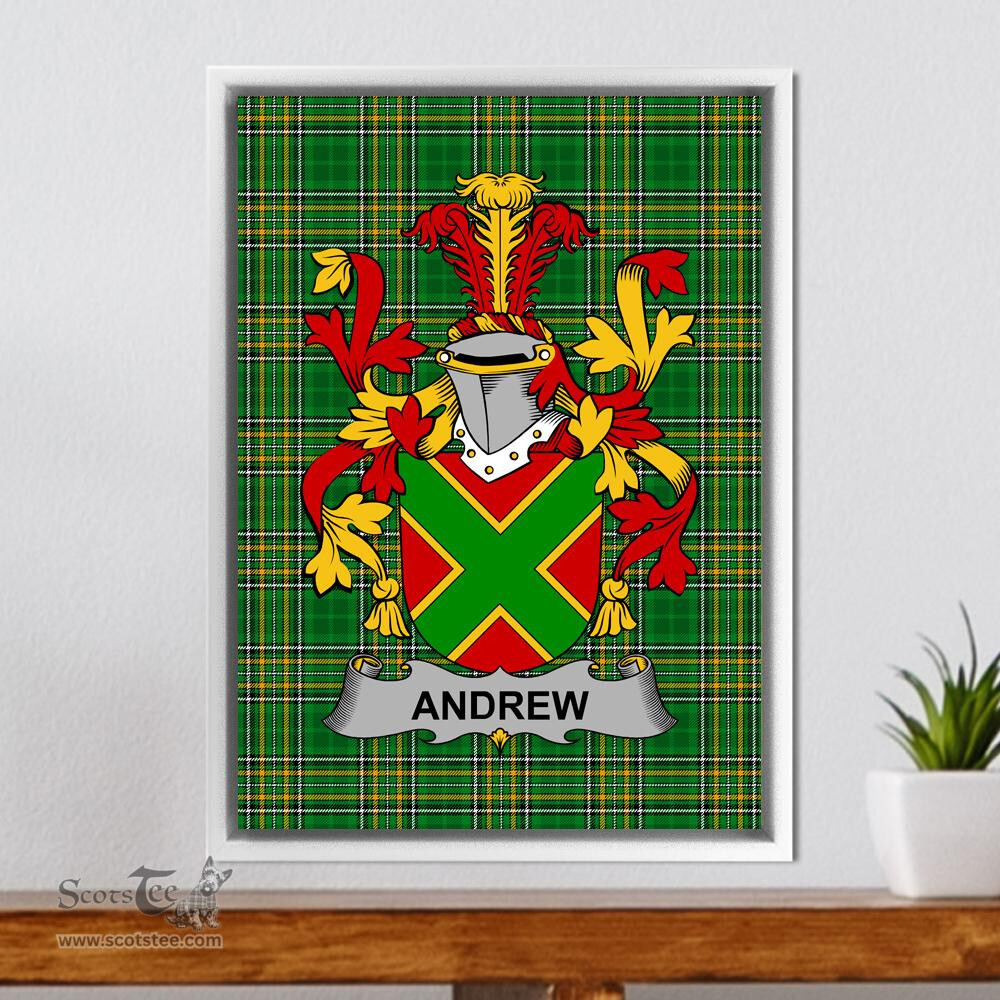 Irish Andrew Coat of Arms Family Crest Ireland Framed Canvas Print Irish National Tartan