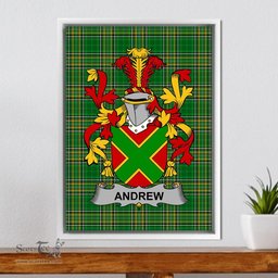 Irish Andrew Coat of Arms Family Crest Ireland Framed Canvas Print Irish National Tartan