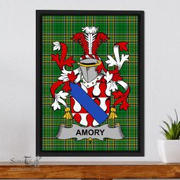 Irish Amory Coat of Arms Family Crest Ireland Framed Canvas Print Irish National Tartan