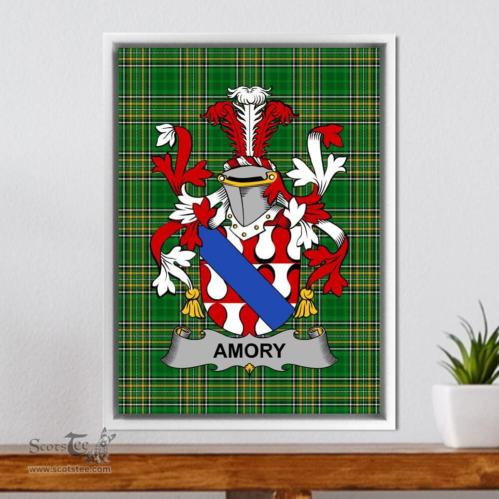 Irish Amory Coat of Arms Family Crest Ireland Framed Canvas Print Irish National Tartan