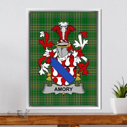 Irish Amory Coat of Arms Family Crest Ireland Framed Canvas Print Irish National Tartan