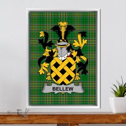 Irish Bellew Coat of Arms Family Crest Ireland Framed Canvas Print Irish National Tartan