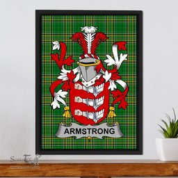 Irish Armstrong Coat of Arms Family Crest Ireland Framed Canvas Print Irish National Tartan