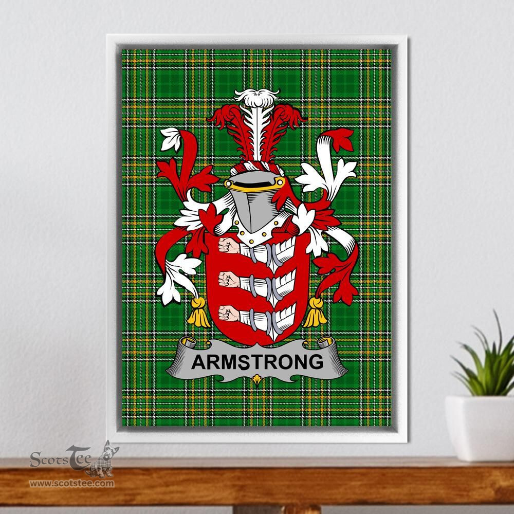 Irish Armstrong Coat of Arms Family Crest Ireland Framed Canvas Print Irish National Tartan