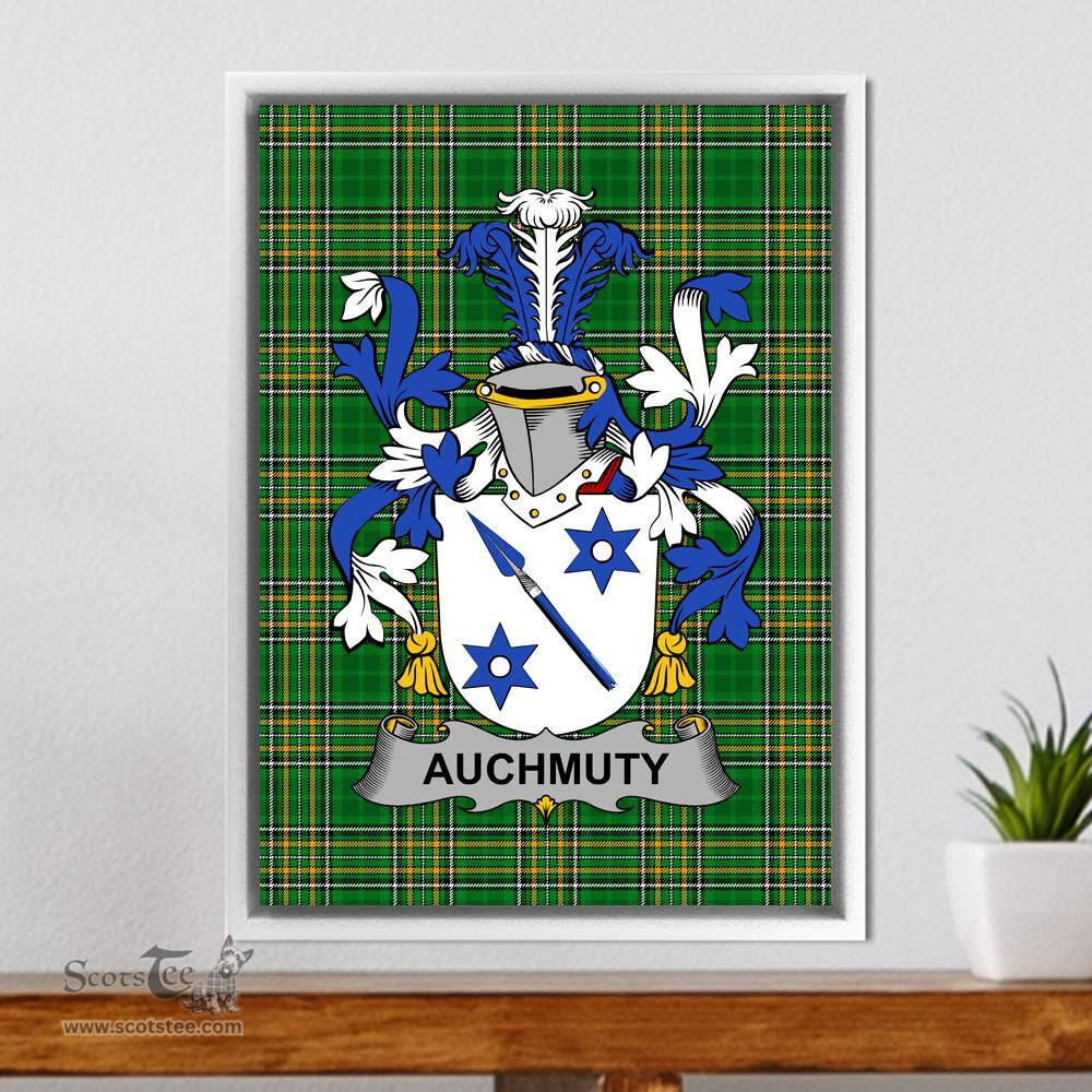 Irish Auchmuty Coat of Arms Family Crest Ireland Framed Canvas Print Irish National Tartan