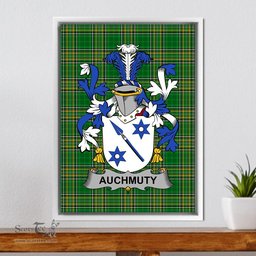 Irish Auchmuty Coat of Arms Family Crest Ireland Framed Canvas Print Irish National Tartan
