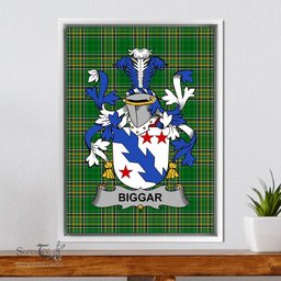 Irish Biggar Coat of Arms Family Crest Ireland Framed Canvas Print Irish National Tartan