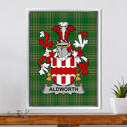 Irish Aldworth Coat of Arms Family Crest Ireland Framed Canvas Print Irish National Tartan