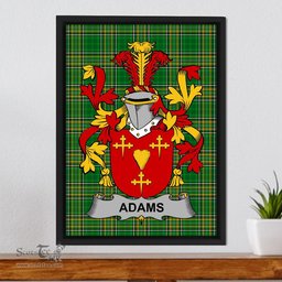 Irish Adams Coat of Arms Family Crest Ireland Framed Canvas Print Irish National Tartan