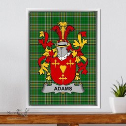 Irish Adams Coat of Arms Family Crest Ireland Framed Canvas Print Irish National Tartan