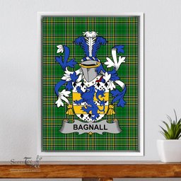 Irish Bagnall Coat of Arms Family Crest Ireland Framed Canvas Print Irish National Tartan