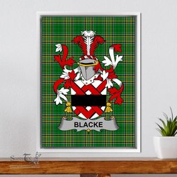 Irish Blacke Coat of Arms Family Crest Ireland Framed Canvas Print Irish National Tartan