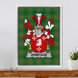 Irish Armitage Coat of Arms Family Crest Ireland Framed Canvas Print Irish National Tartan