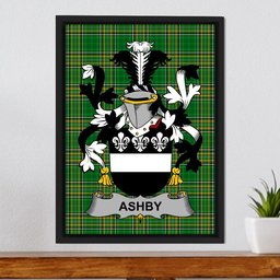 Irish Ashby Coat of Arms Family Crest Ireland Framed Canvas Print Irish National Tartan