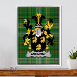 Irish Ashmore Coat of Arms Family Crest Ireland Framed Canvas Print Irish National Tartan