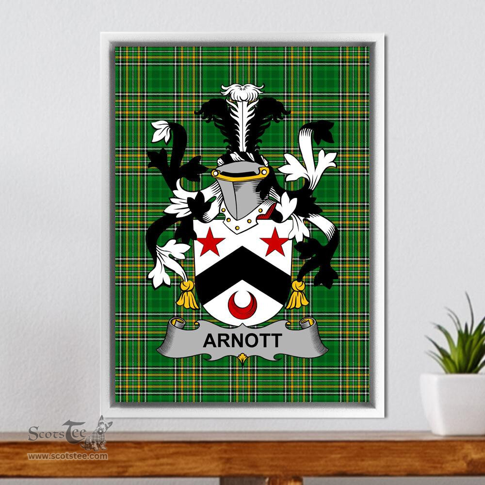Irish Arnott Coat of Arms Family Crest Ireland Framed Canvas Print Irish National Tartan
