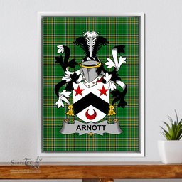 Irish Arnott Coat of Arms Family Crest Ireland Framed Canvas Print Irish National Tartan