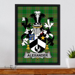 Irish Alexander Coat of Arms Family Crest Ireland Framed Canvas Print Irish National Tartan