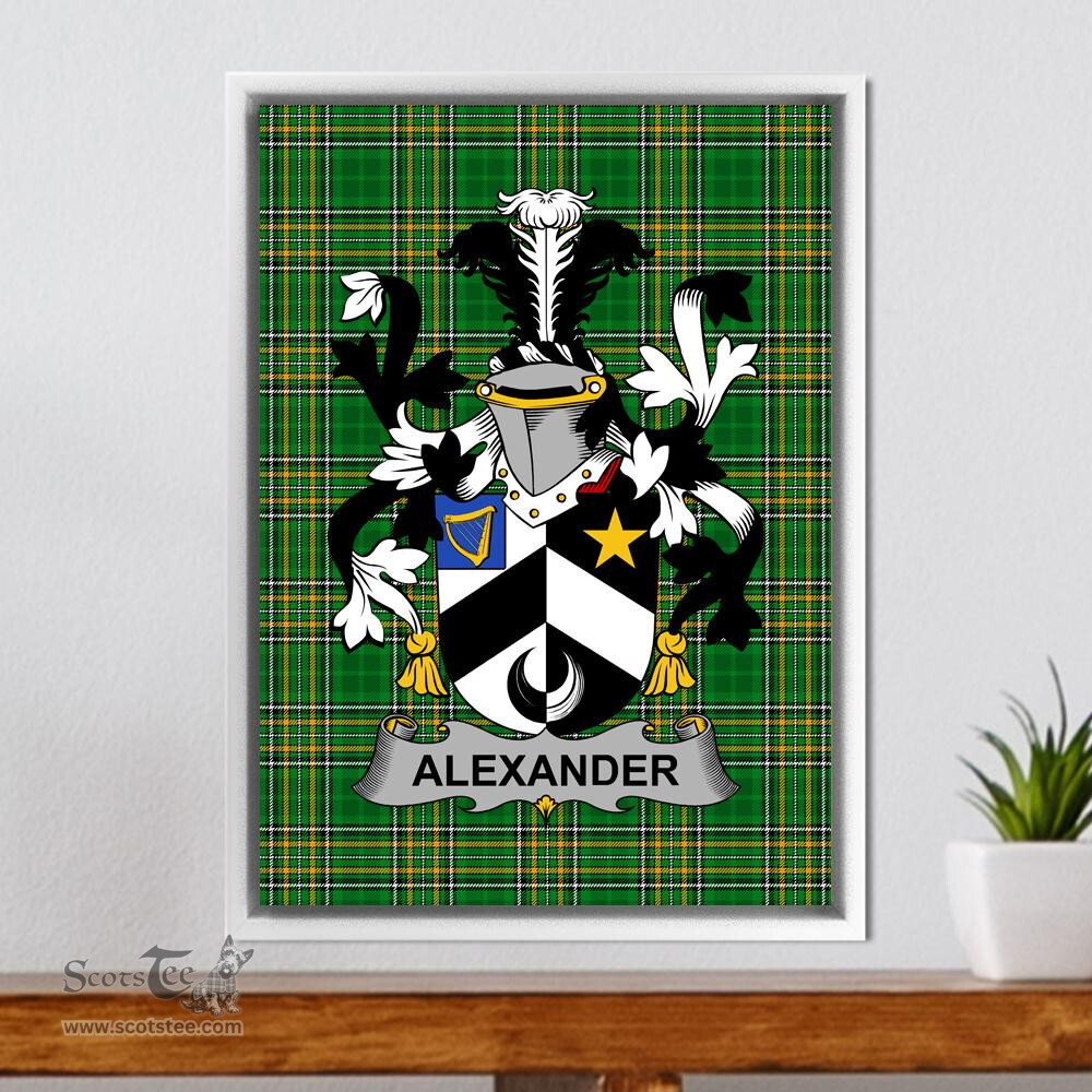 Irish Alexander Coat of Arms Family Crest Ireland Framed Canvas Print Irish National Tartan