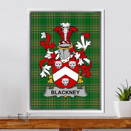Irish Blackney Coat of Arms Family Crest Ireland Framed Canvas Print Irish National Tartan