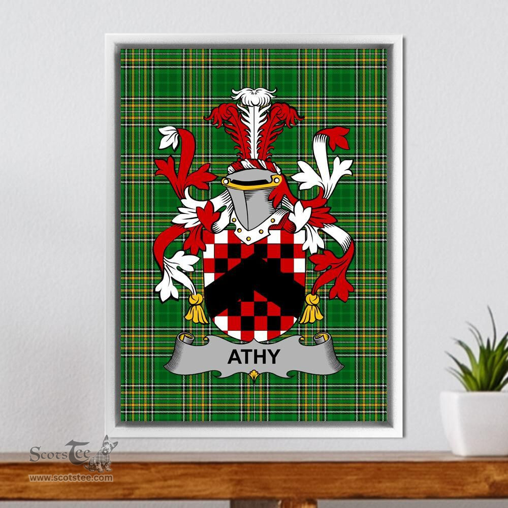 Irish Athy Coat of Arms Family Crest Ireland Framed Canvas Print Irish National Tartan