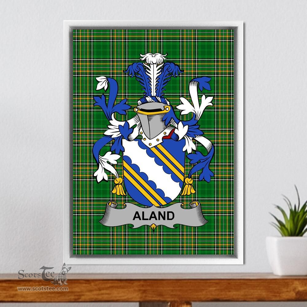 Irish Aland Coat of Arms Family Crest Ireland Framed Canvas Print Irish National Tartan