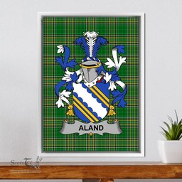 Irish Aland Coat of Arms Family Crest Ireland Framed Canvas Print Irish National Tartan