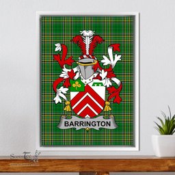 Irish Barrington Coat of Arms Family Crest Ireland Framed Canvas Print Irish National Tartan