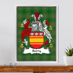 Irish Berry Coat of Arms Family Crest Ireland Framed Canvas Print Irish National Tartan