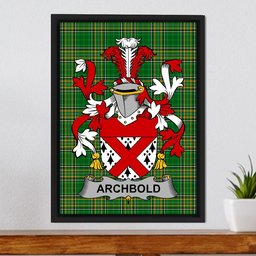 Irish Archbold Coat of Arms Family Crest Ireland Framed Canvas Print Irish National Tartan