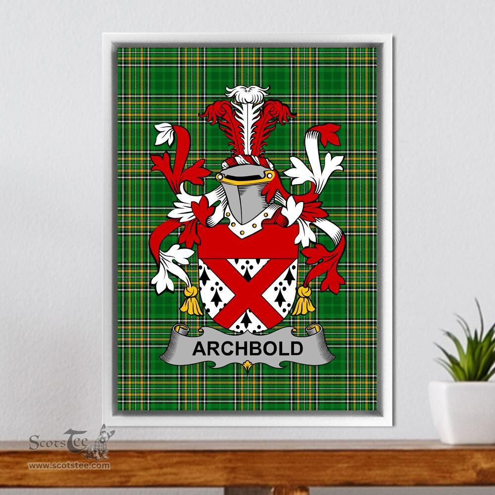 Irish Archbold Coat of Arms Family Crest Ireland Framed Canvas Print Irish National Tartan
