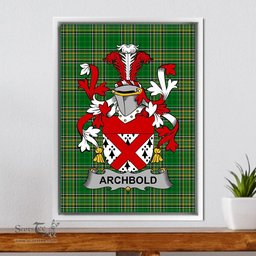 Irish Archbold Coat of Arms Family Crest Ireland Framed Canvas Print Irish National Tartan