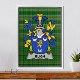 Irish Bligh Coat of Arms Family Crest Ireland Framed Canvas Print Irish National Tartan