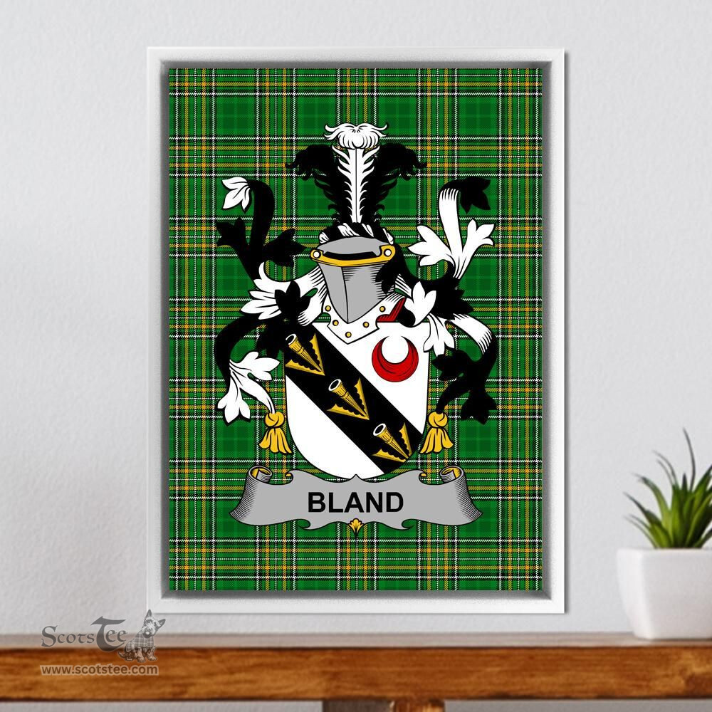 Irish Bland Coat of Arms Family Crest Ireland Framed Canvas Print Irish National Tartan