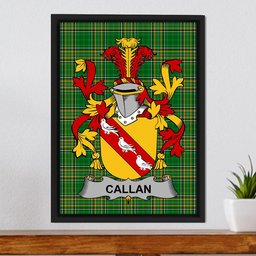 Irish Callander Coat of Arms Family Crest Ireland Framed Canvas Print Irish National Tartan