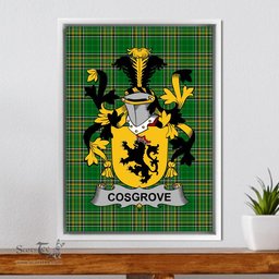 Irish Cosgrove or O'Cosgrave Coat of Arms Family Crest Ireland Framed Canvas Print Irish National Tartan