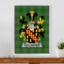 Irish Callan or O'Callan Coat of Arms Family Crest Ireland Framed Canvas Print Irish National Tartan
