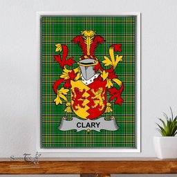 Irish Clary or O'Clary Coat of Arms Family Crest Ireland Framed Canvas Print Irish National Tartan