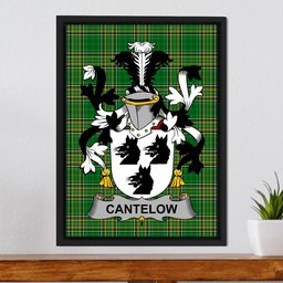 Irish Cantelow (e) Coat of Arms Family Crest Ireland Framed Canvas Print Irish National Tartan