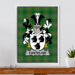 Irish Cantelow (e) Coat of Arms Family Crest Ireland Framed Canvas Print Irish National Tartan