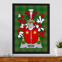 Irish Dick Coat of Arms Family Crest Ireland Framed Canvas Print Irish National Tartan