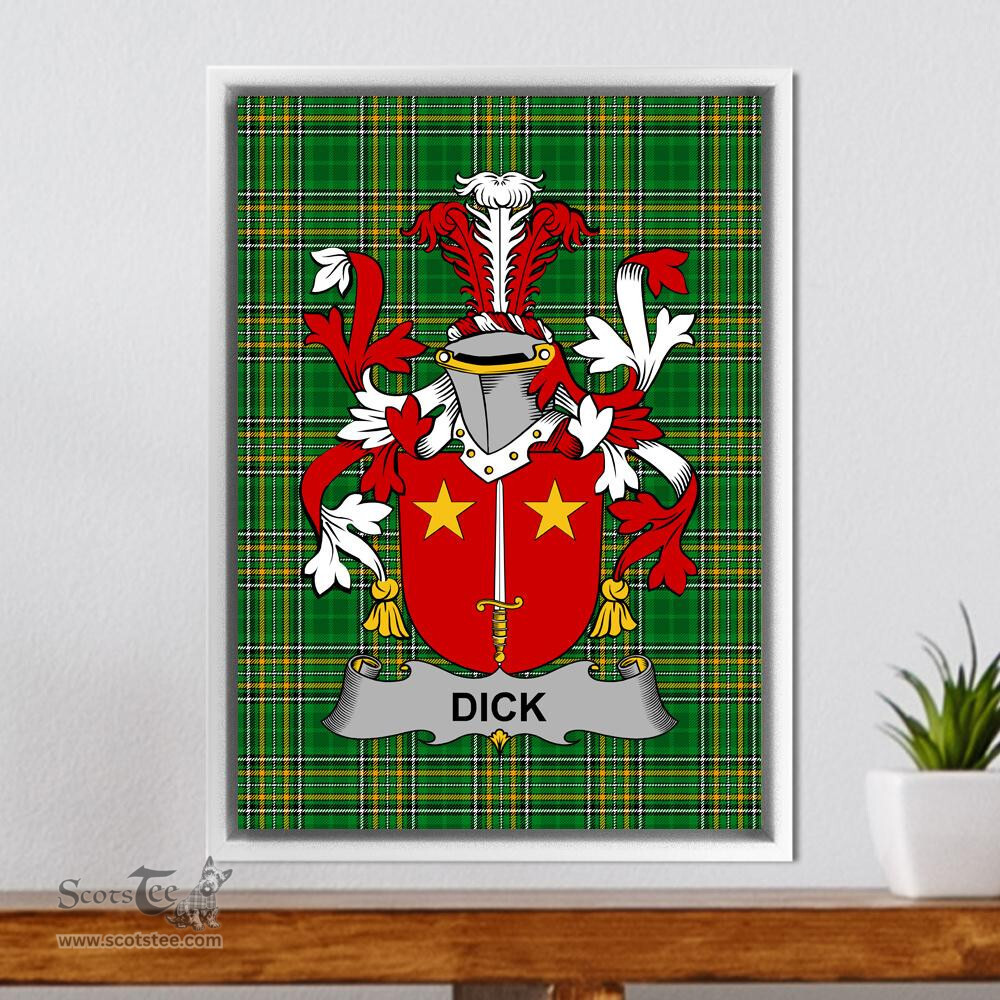 Irish Dick Coat of Arms Family Crest Ireland Framed Canvas Print Irish National Tartan