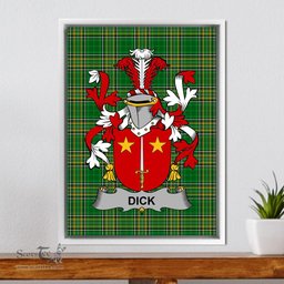 Irish Dick Coat of Arms Family Crest Ireland Framed Canvas Print Irish National Tartan